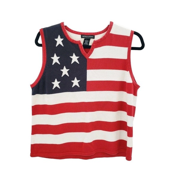Goodclothes Sweaters - Goodclothes American Flag Sweater Womens XL Sleeveless Red White Blue Holiday